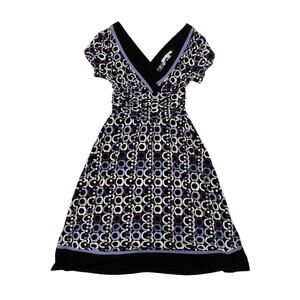 Sandra Darren Dress A Line Geometric Midi Retro Women’s Size 4 Petite Vintage